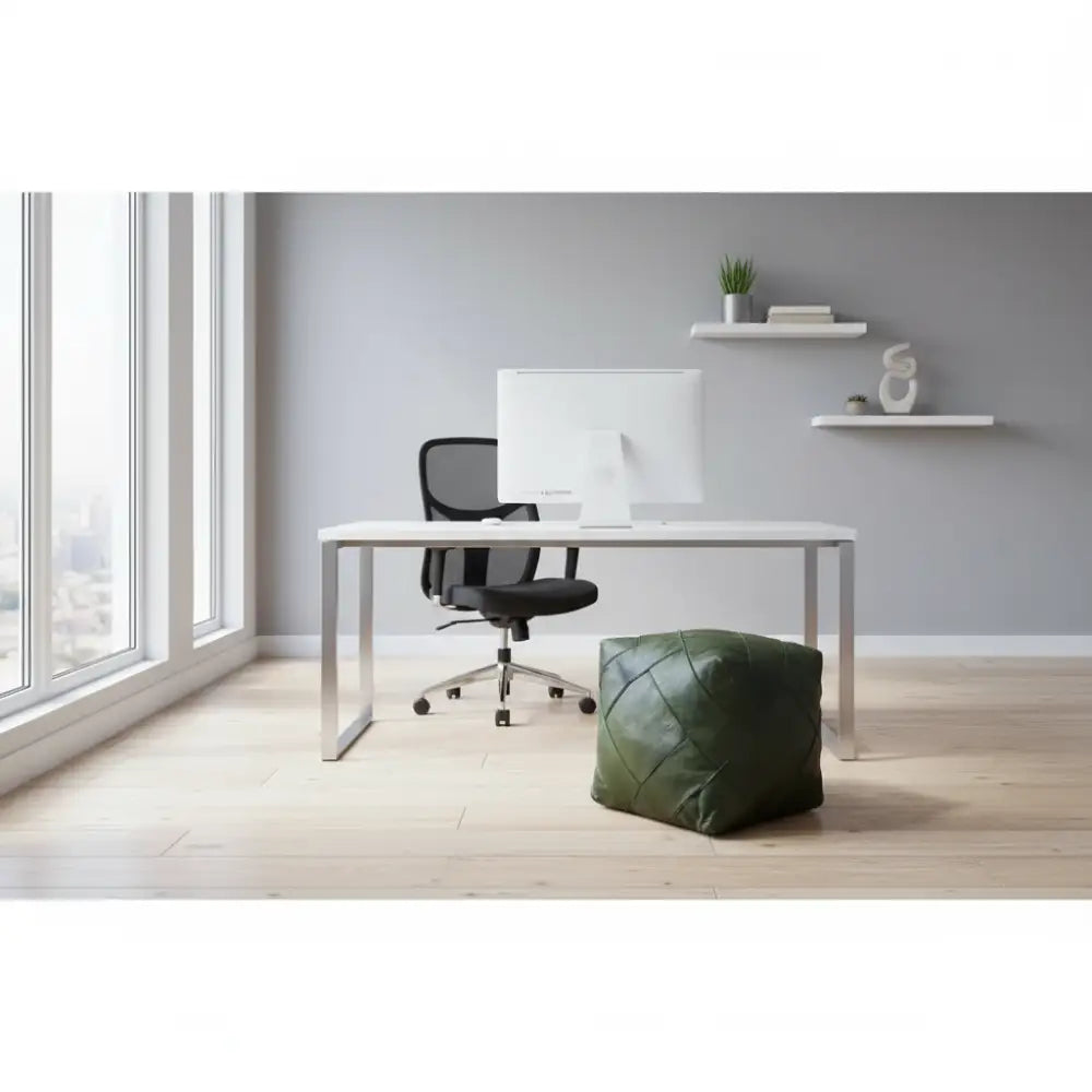 Olive Green Zellige Mosaic Ottoman - Modern Office Banner