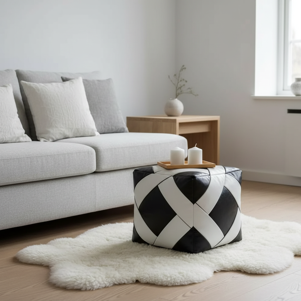 How to Style Your Black and White Zellige Mosaic Ottoman: A Step-by-Step Guide