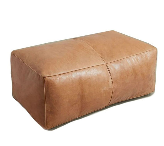 Universal Rectangular Leather Ottoman - Undyed