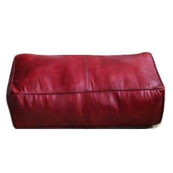 Universal Rectangular Leather Ottoman - Red