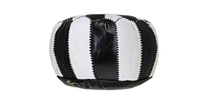 Dual Color Moroccan Leather Ottoman - Black and White