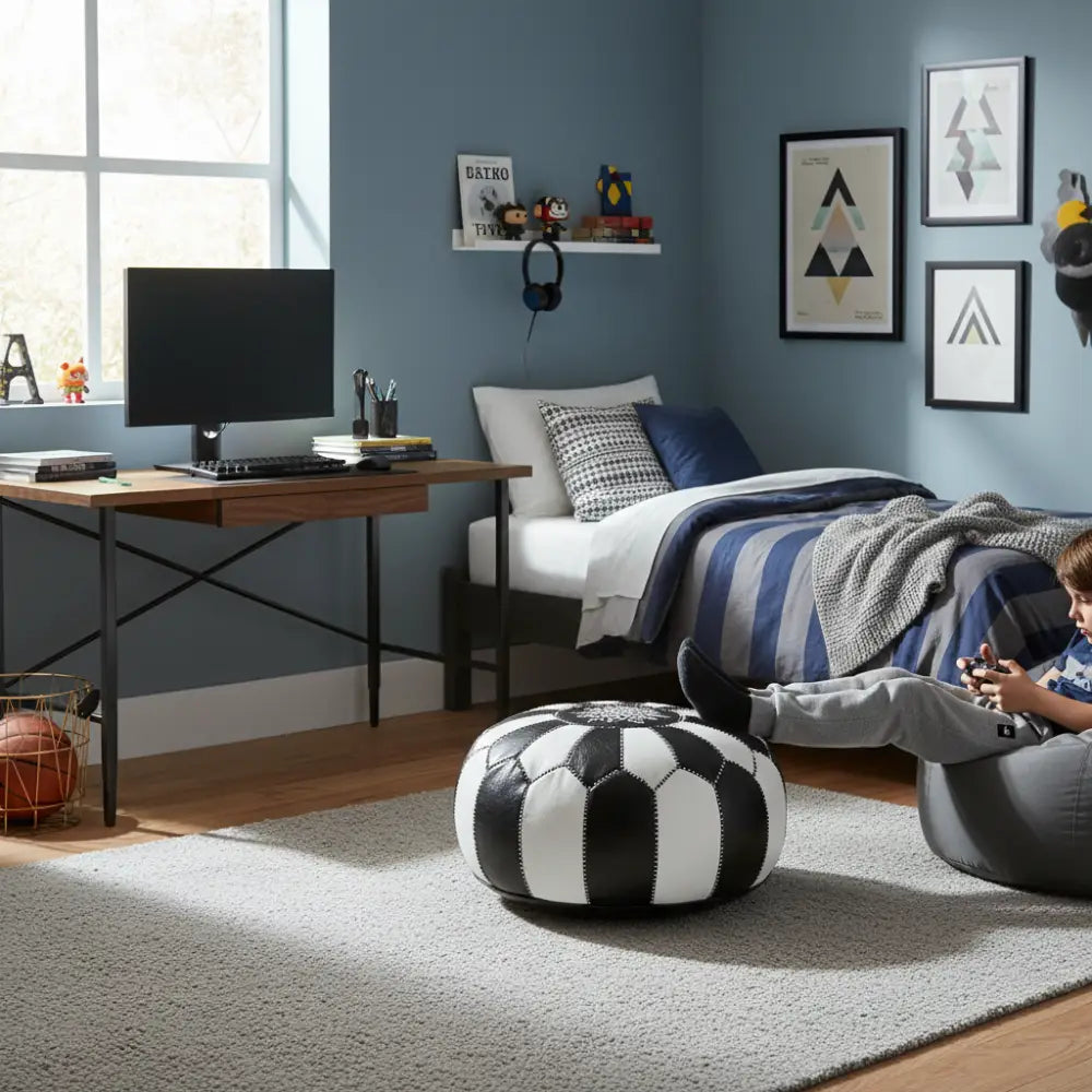 Moroccan Ottoman in Boy's Bedroom