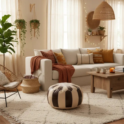 Natural and Brown Moroccan Ottoman Lifestyle