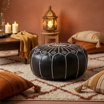 Black Arch Design Ottoman in Warm Interior