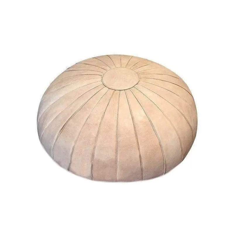 Moroccan Leather Ottoman - Pumpkin Design - Undyed