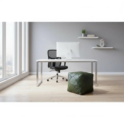 Olive Green Zellige Mosaic Ottoman - Modern Office Banner