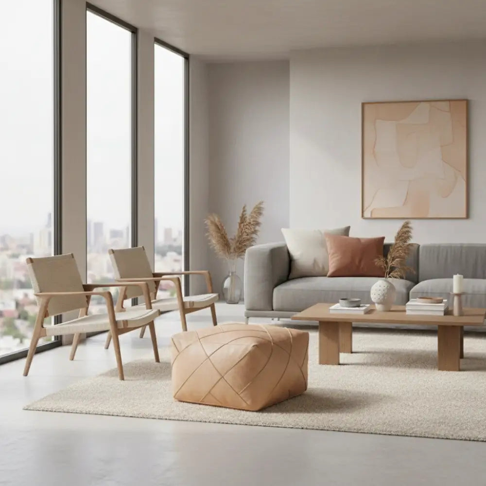 Zellige Mosaic Ottoman - Lifestyle Setting