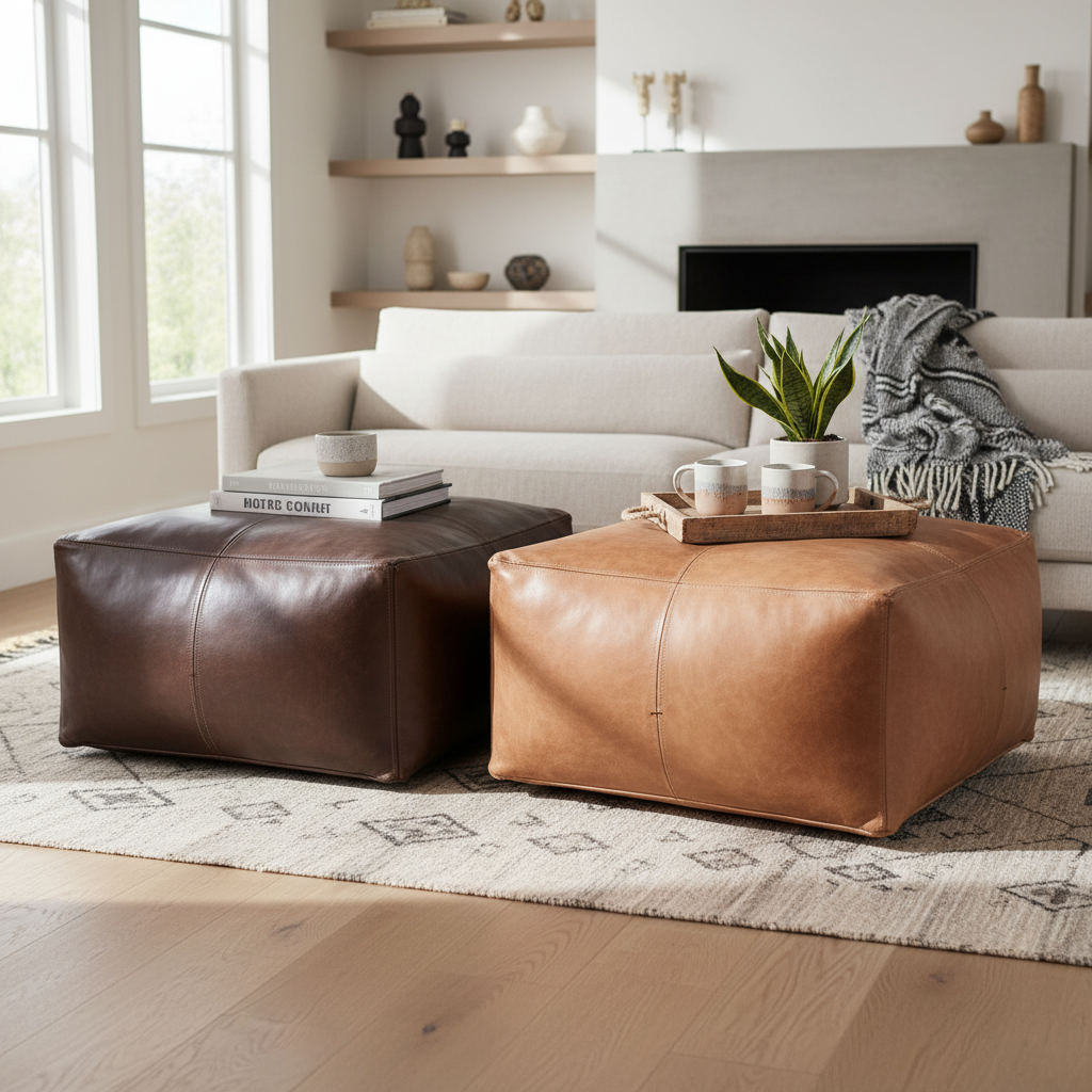 Oversized Ottomans - Genuine Leather