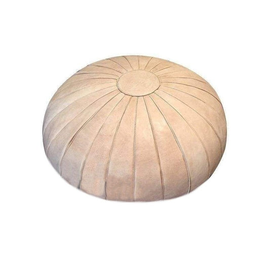 Moroccan Leather Ottoman - Pumpkin Design - Undyed