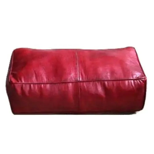 Universal Rectangular Leather Ottoman - Red