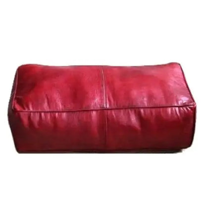 Universal Rectangular Leather Ottoman - Red