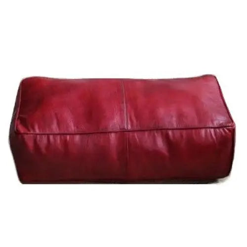 Universal Rectangular Leather Ottoman - Red